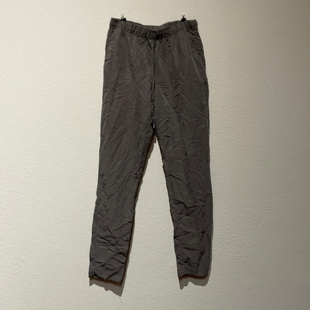 Gray casual pants with drawstring waist
